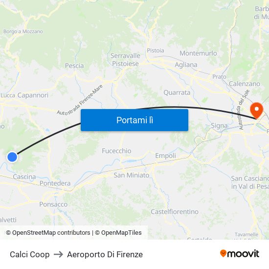 Calci Coop to Aeroporto Di Firenze map