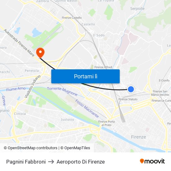 Pagnini Fabbroni to Aeroporto Di Firenze map