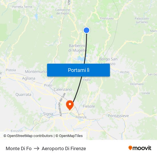 Monte Di Fo to Aeroporto Di Firenze map