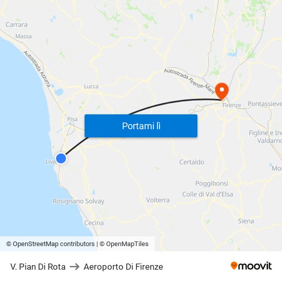 V. Pian Di Rota to Aeroporto Di Firenze map