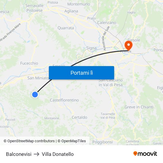 Balconevisi to Villa Donatello map