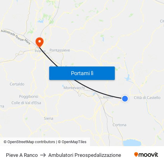 Pieve A Ranco to Ambulatori Preospedalizzazione map