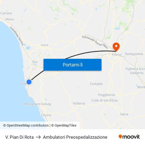 V. Pian Di Rota to Ambulatori Preospedalizzazione map