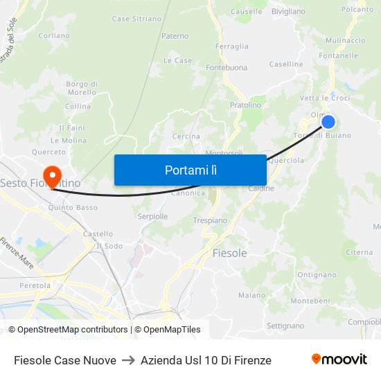 Fiesole Case Nuove to Azienda Usl 10 Di Firenze map