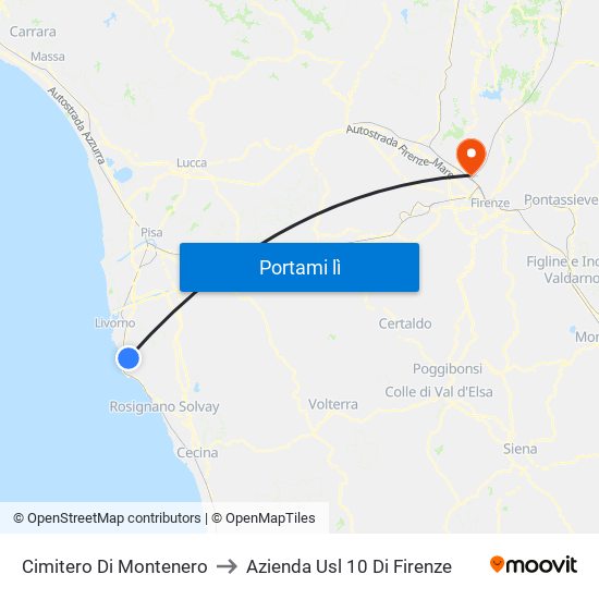 Cimitero Di Montenero to Azienda Usl 10 Di Firenze map