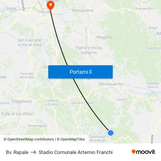 Bv. Rapale to Stadio Comunale Artemio Franchi map