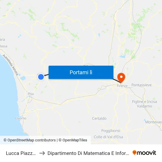 Lucca Piazzale Verdi to Dipartimento Di Matematica E Informatica "Ulisse Dini" map