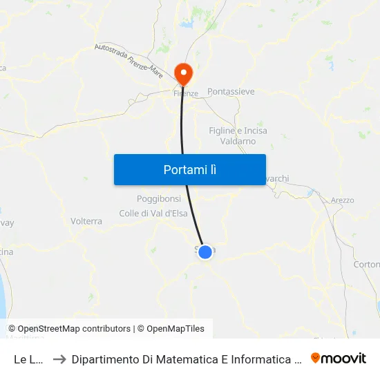 Le Lupe to Dipartimento Di Matematica E Informatica "Ulisse Dini" map