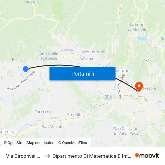 Via Circonvallazione, 118 to Dipartimento Di Matematica E Informatica ""Ulisse Dini"" map