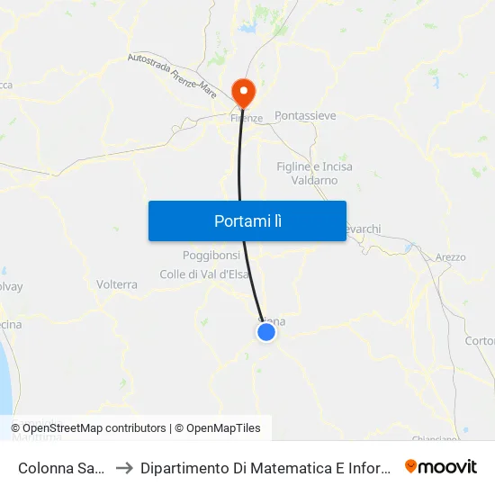 Colonna San Marco to Dipartimento Di Matematica E Informatica ""Ulisse Dini"" map