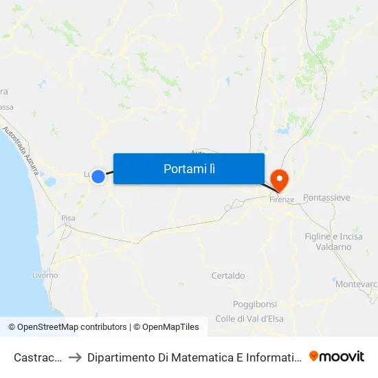 Castracani 2 to Dipartimento Di Matematica E Informatica ""Ulisse Dini"" map