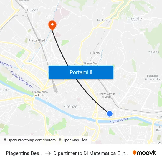 Piagentina Beato Angelico to Dipartimento Di Matematica E Informatica "Ulisse Dini" map
