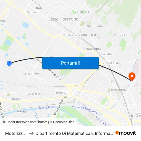 Motorizzazione to Dipartimento Di Matematica E Informatica ""Ulisse Dini"" map