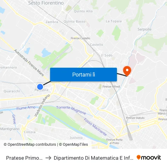 Pratese Primo Settembre to Dipartimento Di Matematica E Informatica "Ulisse Dini" map