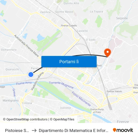 Pistoiese Sardegna to Dipartimento Di Matematica E Informatica ""Ulisse Dini"" map