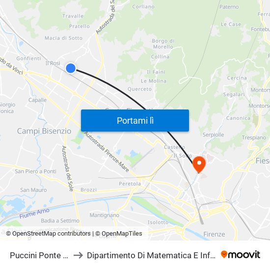 Puccini Ponte Alla Marina to Dipartimento Di Matematica E Informatica ""Ulisse Dini"" map