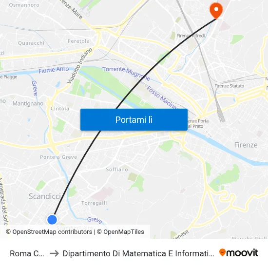 Roma Cioppi to Dipartimento Di Matematica E Informatica "Ulisse Dini" map