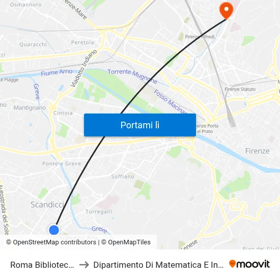 Roma Biblioteca Comunale to Dipartimento Di Matematica E Informatica "Ulisse Dini" map