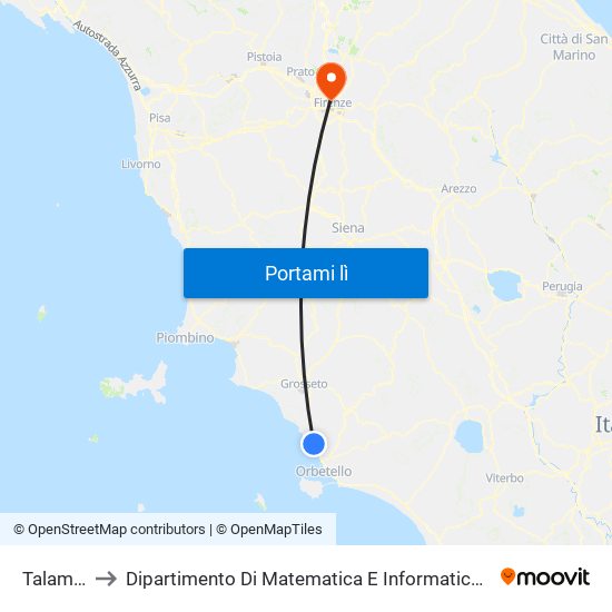 Talamone to Dipartimento Di Matematica E Informatica ""Ulisse Dini"" map