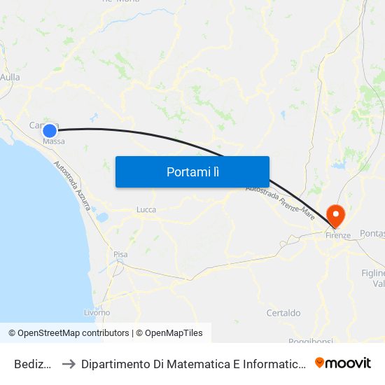 Bedizzano to Dipartimento Di Matematica E Informatica ""Ulisse Dini"" map