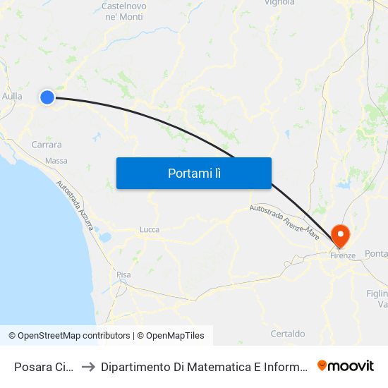 Posara Cimitero to Dipartimento Di Matematica E Informatica ""Ulisse Dini"" map