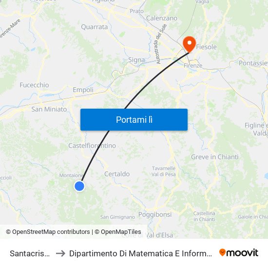 Santacristina                      Sn to Dipartimento Di Matematica E Informatica ""Ulisse Dini"" map