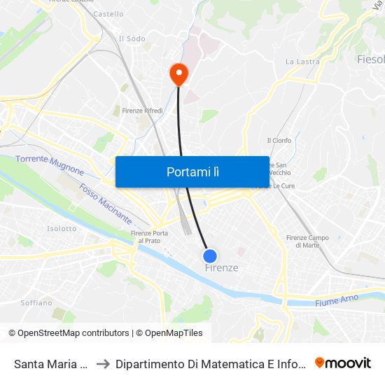 Santa Maria Maggiore to Dipartimento Di Matematica E Informatica ""Ulisse Dini"" map