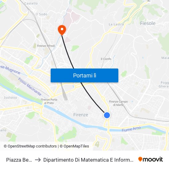 Piazza Beccaria to Dipartimento Di Matematica E Informatica ""Ulisse Dini"" map