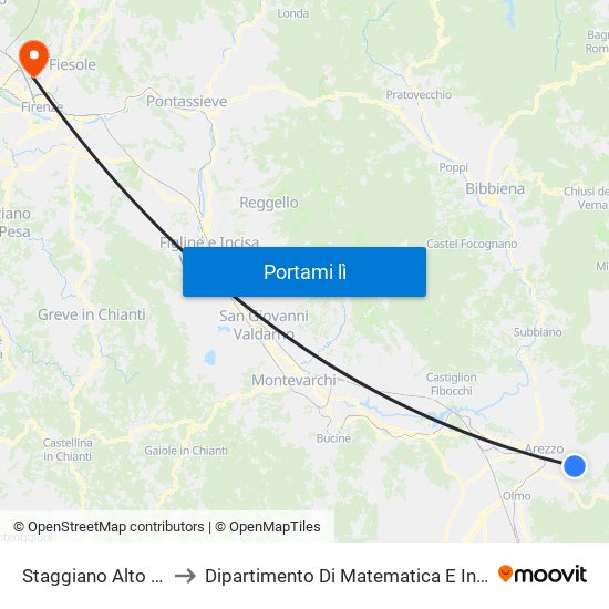 Staggiano Alto - V. Severi 64 to Dipartimento Di Matematica E Informatica ""Ulisse Dini"" map