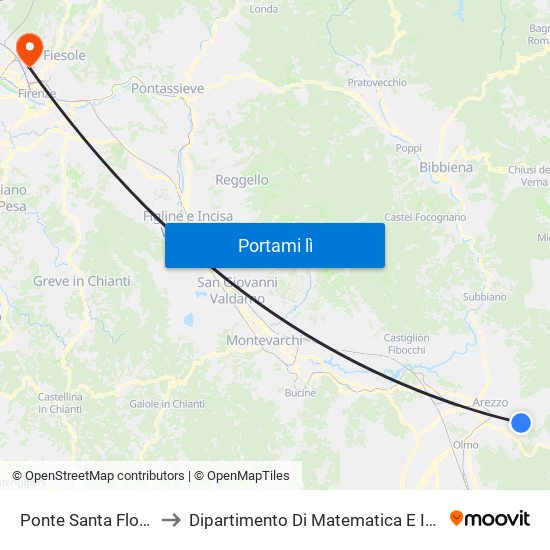 Ponte Santa Flora Vs La Pace to Dipartimento Di Matematica E Informatica ""Ulisse Dini"" map