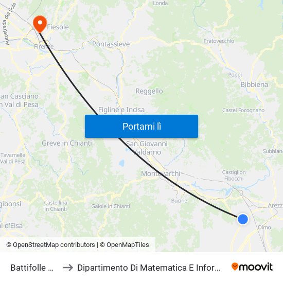 Battifolle Nc.18/C to Dipartimento Di Matematica E Informatica ""Ulisse Dini"" map