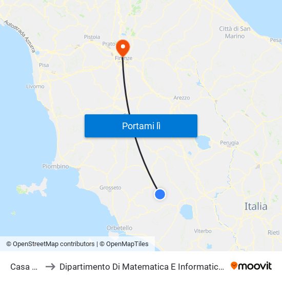 Casa Testi to Dipartimento Di Matematica E Informatica ""Ulisse Dini"" map