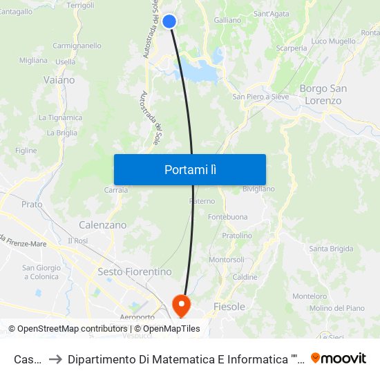 Casino to Dipartimento Di Matematica E Informatica ""Ulisse Dini"" map