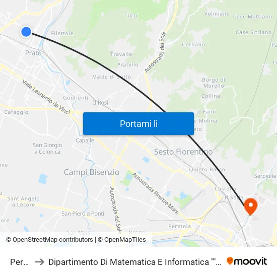 Perosi to Dipartimento Di Matematica E Informatica ""Ulisse Dini"" map