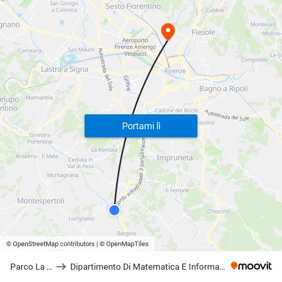 Parco La Botte to Dipartimento Di Matematica E Informatica ""Ulisse Dini"" map