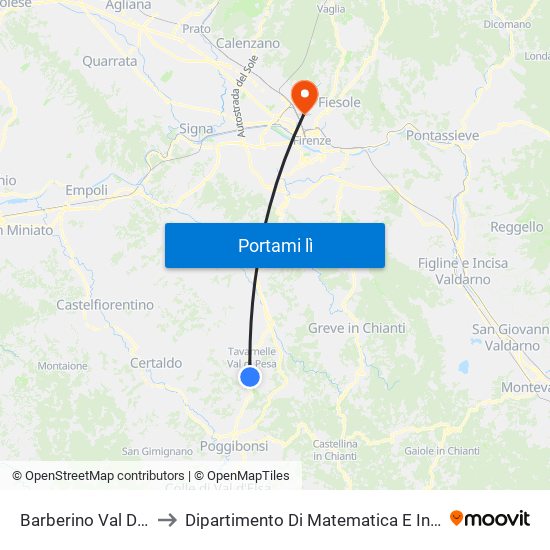 Barberino Val D' Elsa Centro to Dipartimento Di Matematica E Informatica ""Ulisse Dini"" map