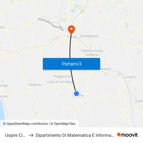 Uopini Civico 8 to Dipartimento Di Matematica E Informatica ""Ulisse Dini"" map