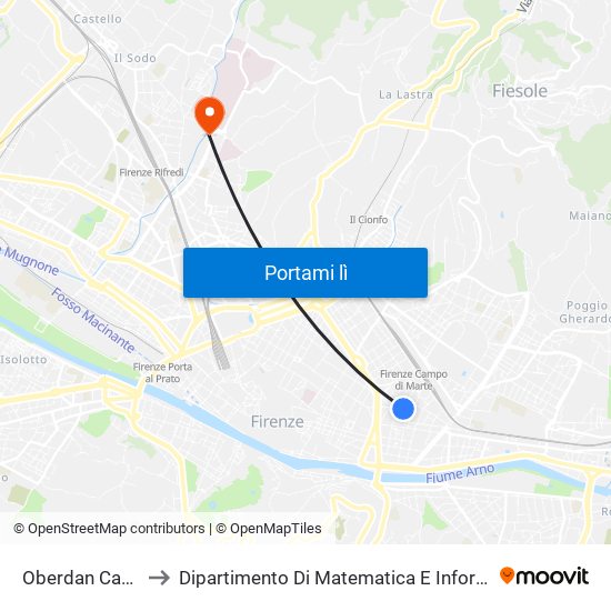 Oberdan Campanella to Dipartimento Di Matematica E Informatica ""Ulisse Dini"" map