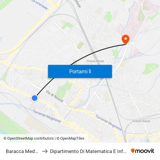 Baracca Medaglie D'Oro to Dipartimento Di Matematica E Informatica ""Ulisse Dini"" map