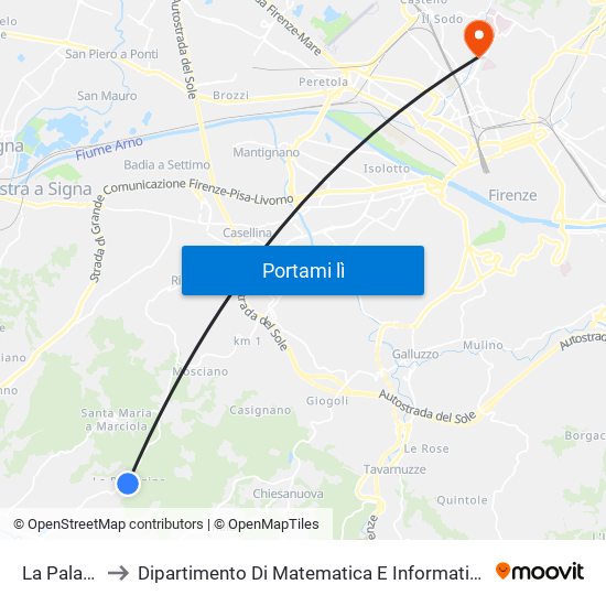 La Palazzina to Dipartimento Di Matematica E Informatica ""Ulisse Dini"" map