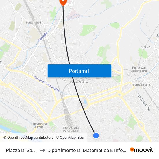 Piazza Di San Lorenzo to Dipartimento Di Matematica E Informatica ""Ulisse Dini"" map