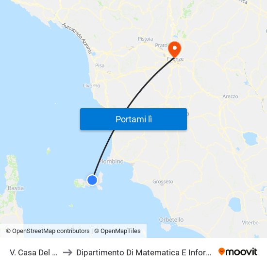 V. Casa Del Duca 25 to Dipartimento Di Matematica E Informatica ""Ulisse Dini"" map