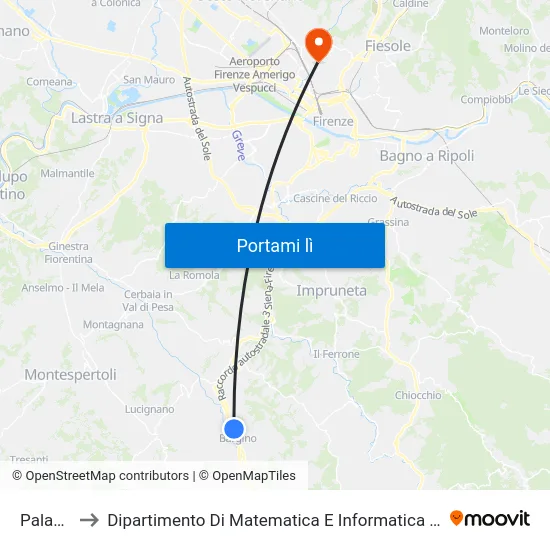 Palagina to Dipartimento Di Matematica E Informatica ""Ulisse Dini"" map