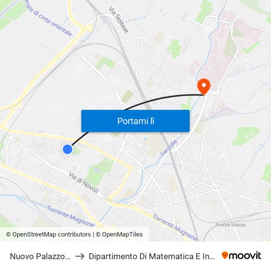 Nuovo Palazzo Di Giustizia to Dipartimento Di Matematica E Informatica ""Ulisse Dini"" map
