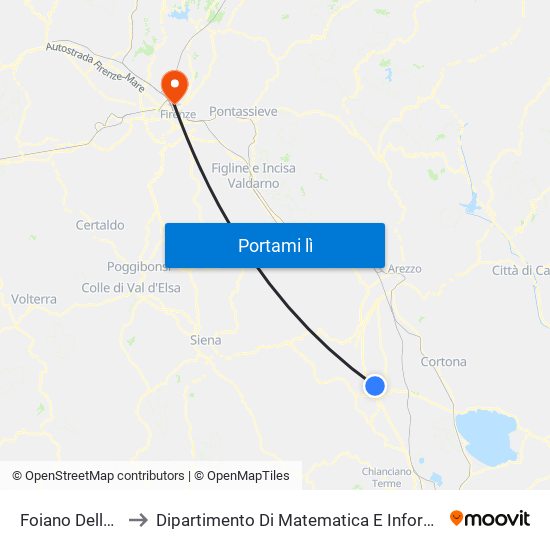 Foiano Della Chiana to Dipartimento Di Matematica E Informatica ""Ulisse Dini"" map