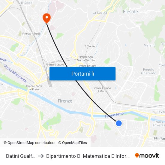 Datini Gualfredotto to Dipartimento Di Matematica E Informatica ""Ulisse Dini"" map