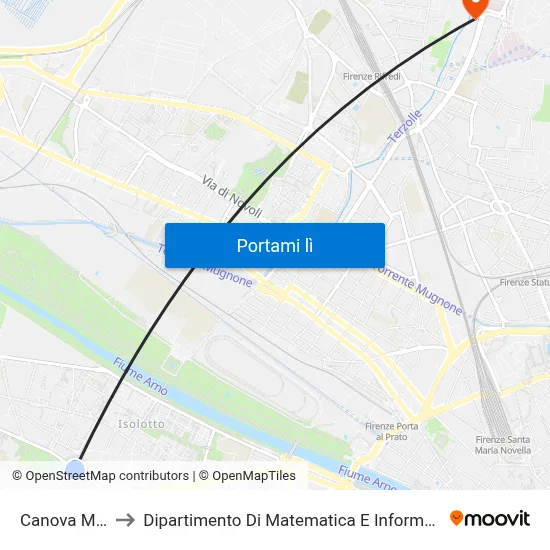 Canova Muricce to Dipartimento Di Matematica E Informatica "Ulisse Dini" map