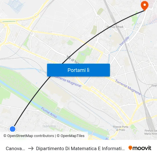 Canova Fedi to Dipartimento Di Matematica E Informatica "Ulisse Dini" map