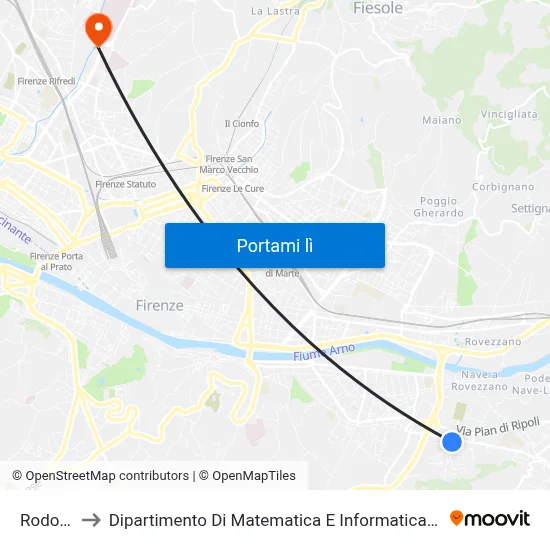Rodolico to Dipartimento Di Matematica E Informatica "Ulisse Dini" map