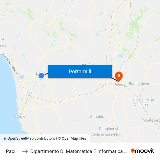 Pacini 2 to Dipartimento Di Matematica E Informatica "Ulisse Dini" map